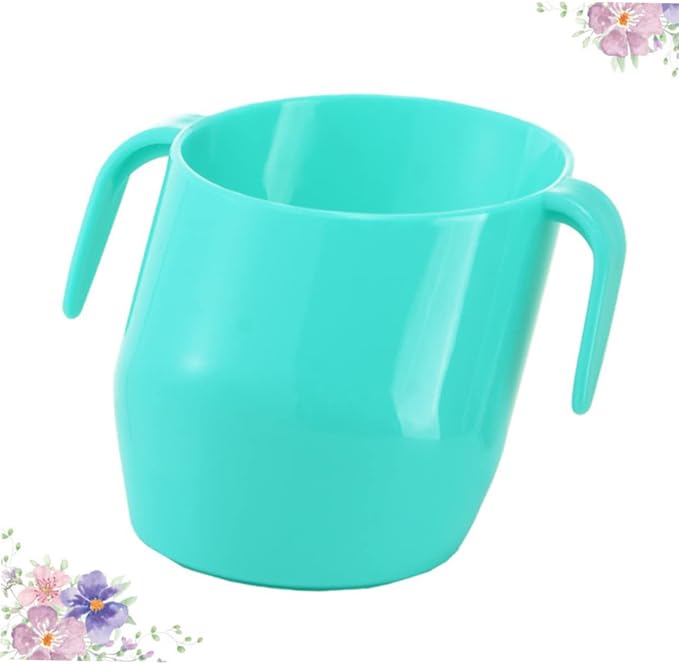 LIOOBO Portable Slanted Training Cup with Double Handles for Mint Green Ergonomic Design Drinking Cup to Cultivate Healthy Hydration Habits