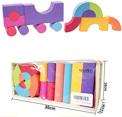 MOBU Foam Building Blocks for Toddlers 1-3, 50 PCS Educational Soft Building Blocks for Kids Playing Indoor Outdoor Bathroom Bathtub or Beach (Reusable Storage Bag)