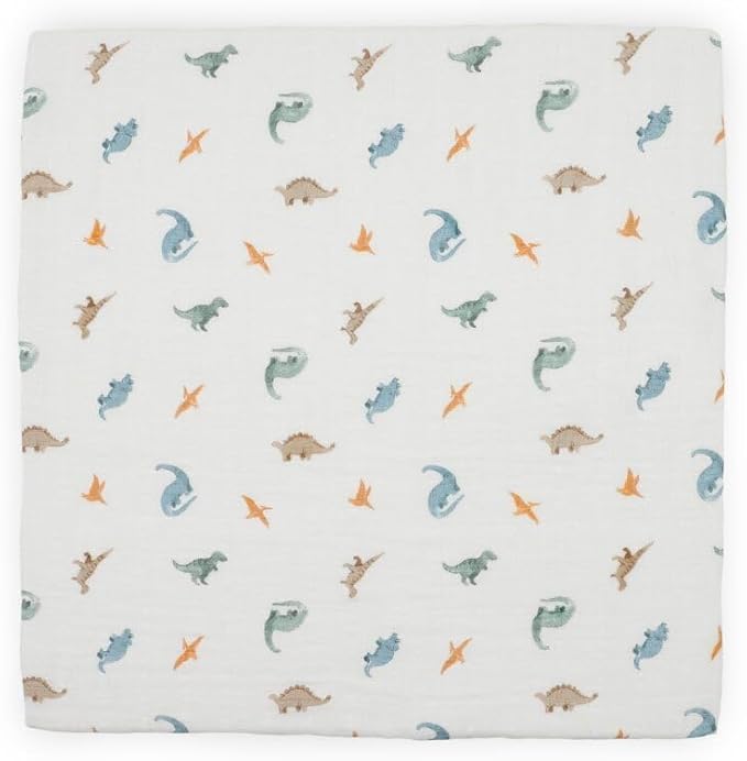 Little Unicorn Muslin Swaddle Blanket for Newborns & Infants | Soft & Breathable Fabric | Baby Blanket for Swaddling, Nursing, Shower Gifts (Little Dino)