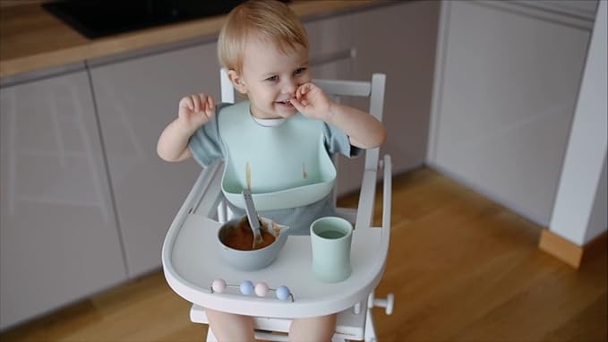otterlove Silicone Bib ??100% Pure Platinum LFGB Baby Bibs with No Fillers ??Wide Food Catching Pocket ??Easy Clean ??Mess Proof ??Dishwasher Safe ??BPA & Phthalate Free (2 Bib Pack - Sage & Sand)