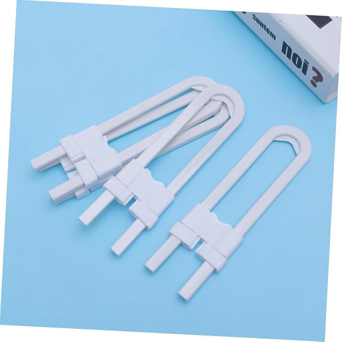 MERRYHAPY 4packs Boy Girl Safety Cabinet Latches No Drill U-shaped Lock Door Latch Lock