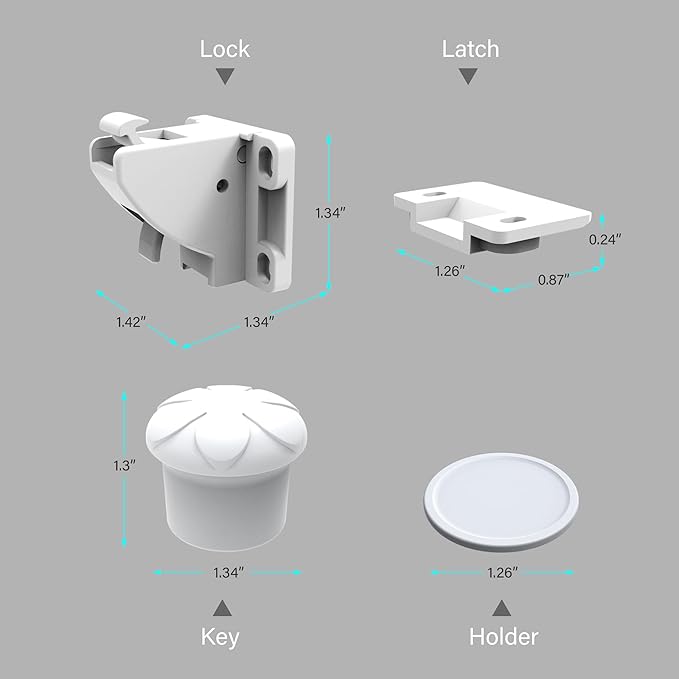 Magnetic Cabinet Locks (6-Packs 1 Key), Baby Proofing Drawer Lock, Multi-Purpose Cupboard Drawers Latches, Safe & Easy Install, Strong Adhesive, No Screws or Tools Needed.