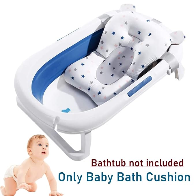 Stars Style Infant Baby Bath Cushion Bathtub Support Shower Seat Bather Foam Floating Soft Bath Pillow Bathtub Insert Tray Non-Slip Portable Newborn Shower Bath Mat for Baby 0-12 Months
