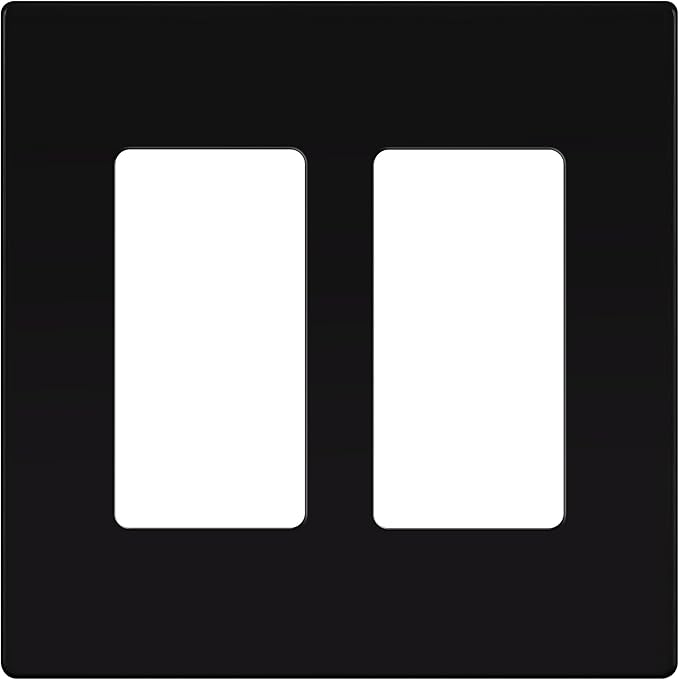 TG Screwless Decorator Wall Plates Child Safe Outlet Covers, Size 2-Gang 4.68" H x 4.73??L, Unbreakable Polycarbonate Thermoplastic, UL Listed, Glossy, Black (1 Pack)
