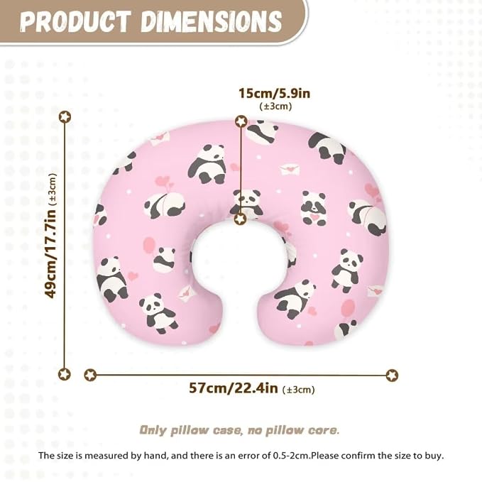 Breathable & Skin-Friendly Nursing Pillow Cover for Mother and Infant Room,Comfortable & Machine Washable Nursing Pillow Cover,Panda Love 2Pcs