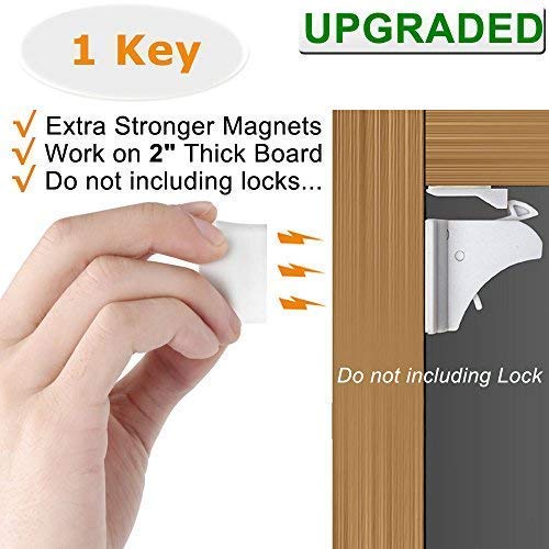 vmaisi Baby Proofing Magnetic Cabinet Locks - 20 Locks + 3 Keys Total - Bundle 2 Items - 20 Locks with Extra Child Proof Replacement Magnet Key