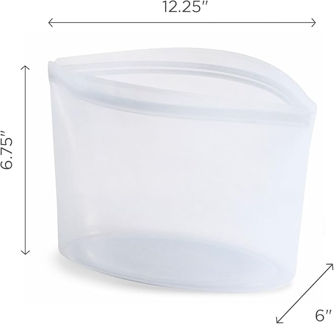 Stasher Premium Silicone Reusable Food Storage Bag, Clear | Microwave, Sous Vide, Dishwasher, Oven and Freezer Safe | BPA Free, Leak-free, Eco-friendly, 8-Cup Bowl (Pack of 2)