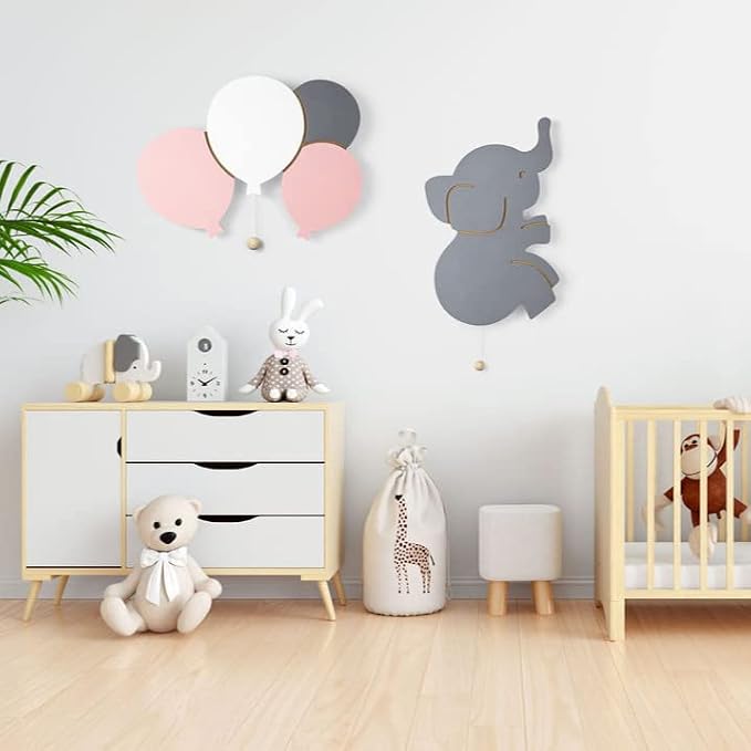 Lumipets Lighted Elephant, Nursery Night Light, Wall Mounted Lighted, Battery Operated Cloud Light Sign–Lightweight Crescent Cloud Night Light for Babies, Toddlers, Kids