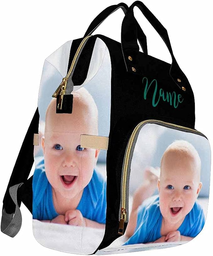InterestPrint Personalized Backpack with Name, Custom Photo Diaper Bag Fashion Nursing Bags Shoulder Bag Casual Day-pack Bag for Mom Shopping Present