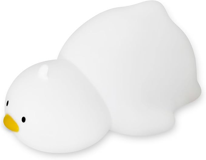 Night Light for Kids, Rechargeable Dimmable Silicone LED Nightlight with 7 Colors, Baby Nursery Night Lamp, Touch Squishy Lamp, Cute Gifts for Girls, Boys, Toddler Room Decor, Lying Duck