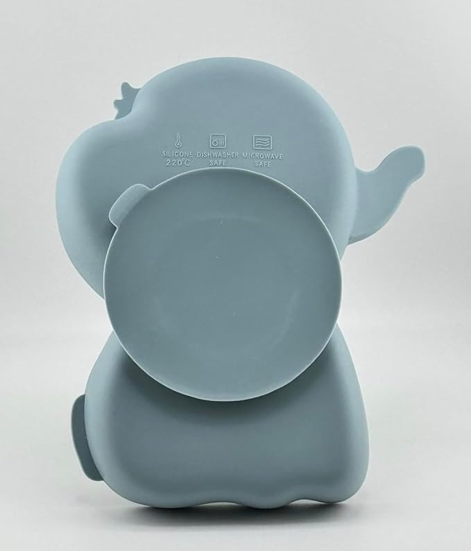 OLA Elephant Feeding Plate|, 100% Silicone | Divided Plates |Suction Plates for Baby| Dusty blue