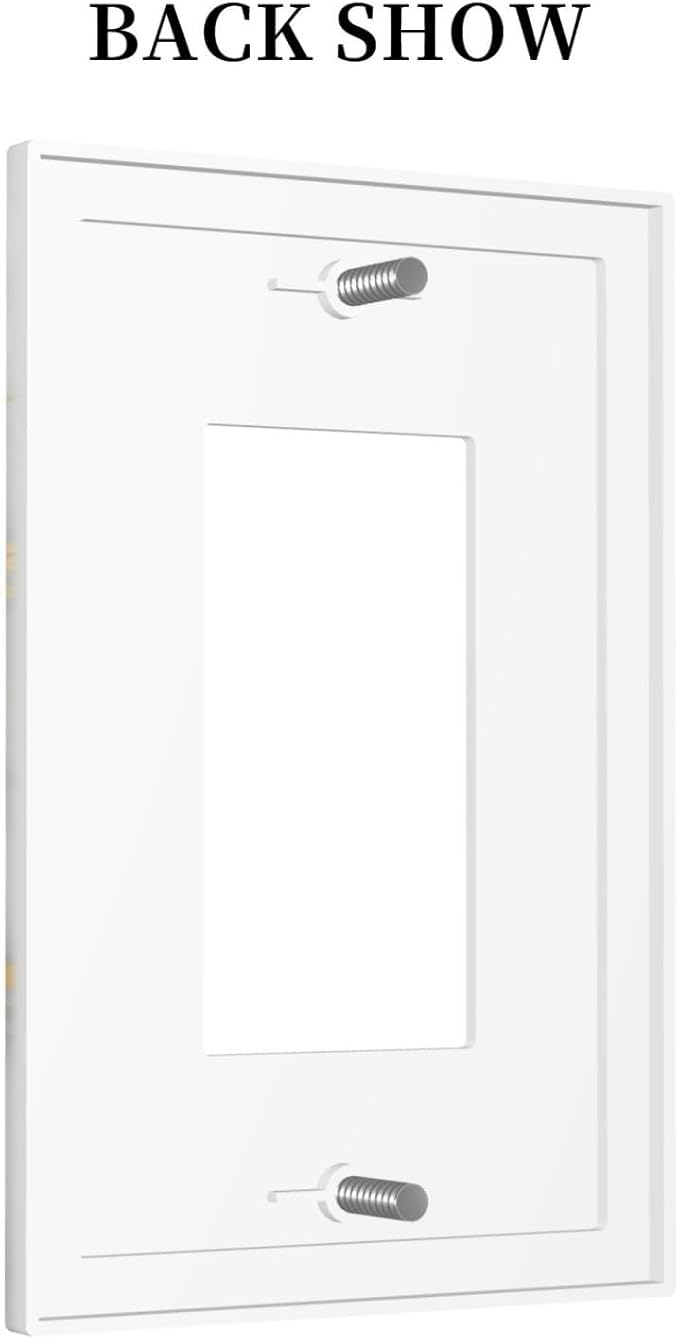 Luxury White And Gold Marble Abstract Modern Decorative Outlet Covers 1 Gang Single Rocker Light Switch Cover Plate Wall Plates GFCI Faceplate for Bathroom Kitchen Decor