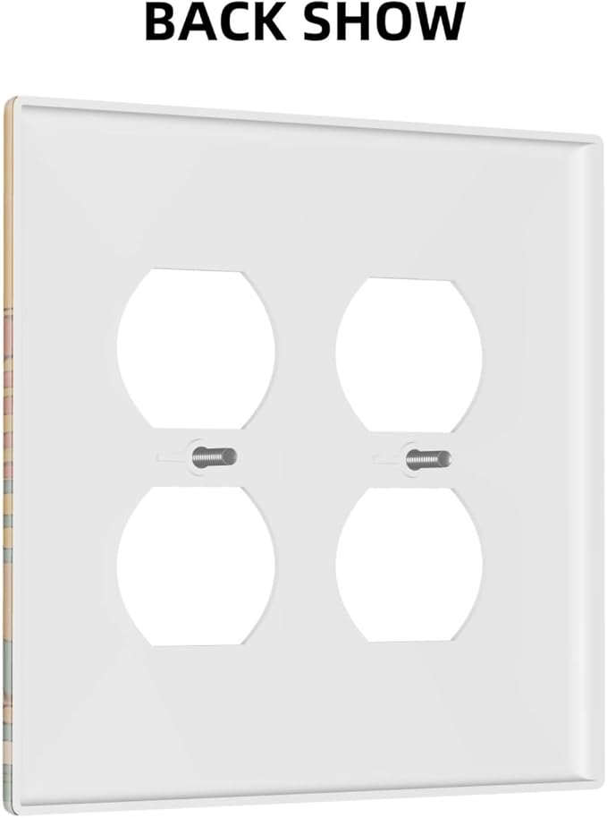 Boho Sun Rainbow Mushroom Hippie Vintage Floral Outlet Covers 2 Gang Double Duplex Decorative Light Switch Covers Electrical Wallplates Socket Faceplate for Kids Room Nursery Decor
