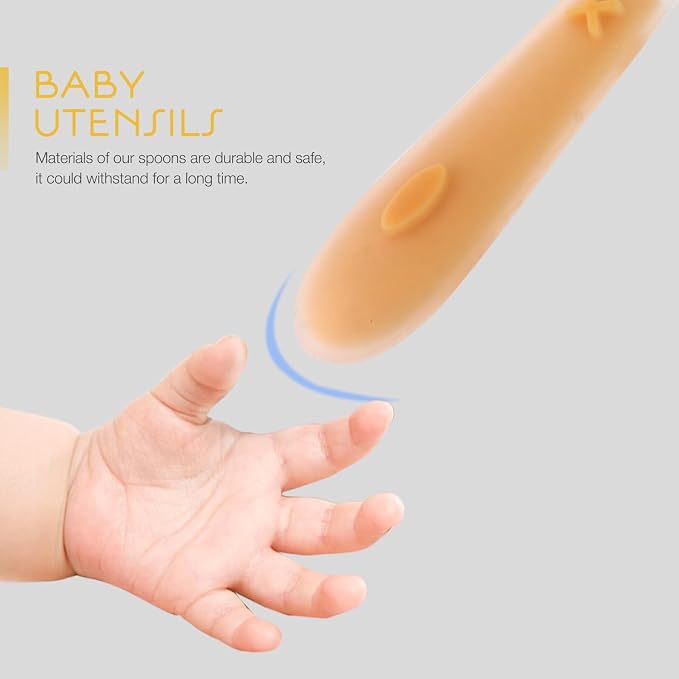 2PCS Silicone Spoons Set Portable Lightweight Soft Feeding Utensils for Self-training and Easy Grip Yellow Green Cutlery for Early Weaning