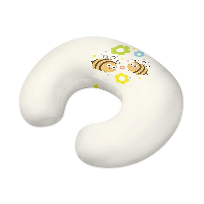 Flower Bee Breast Feeding Pillow Covers, Ultra Soft Comfortable Slipcovers Stretchy Removable Cover for Breastfeeding Pillows for Baby Girl and Boy
