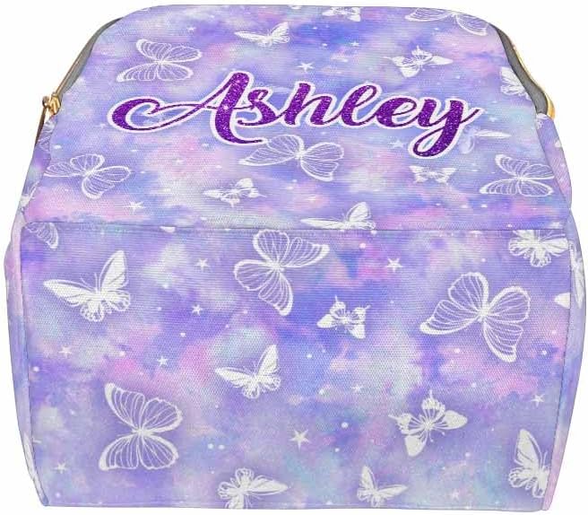 D-Story Customized Backpack Customized Diaper Bags For Baby Diaper Backpack With Name Text Personalized Name Bag Diaper Bag Personalized, Rainbow Butterflies