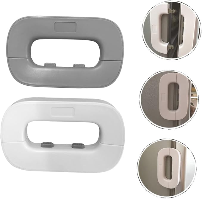 2sets Boy Girl Multipurpose Refrigerator and Cabinet Door Locks White Grey Finger Pinch for Boys and Girls Easy One-handed