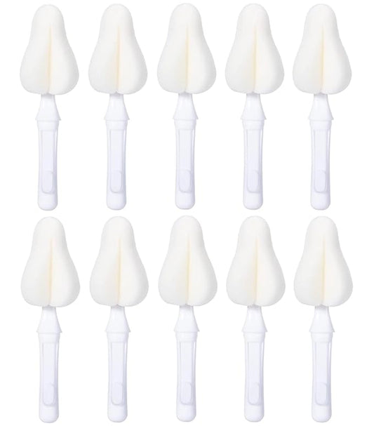 10PCS Milk Bottle Nipple Brushes Pacifier Sponge Cleaning Brush for Bottles and Accessories (10PCS White)