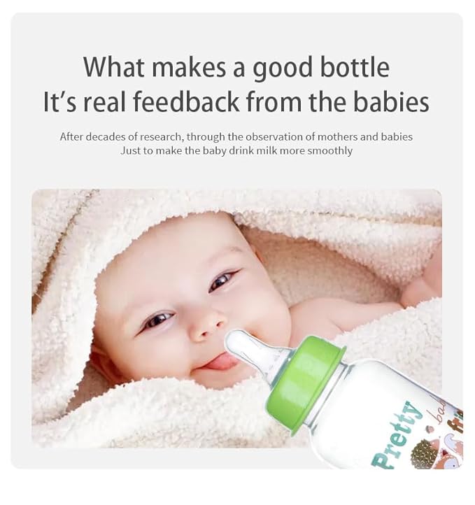 Pretty Baby 8oz 4-Pack Anti-Colic Baby Bottles for Newborns, BPA-Free, Breastfeeding Transition, Vented for Gas & Colic Relief Ideal for Baby Registry