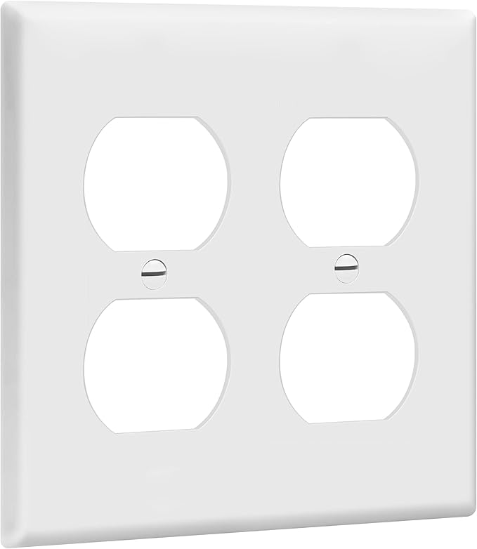 Enerlites 8822-W Duplex Receptacle Outlet Wall Plate, Standard Size 2-Gang, Polycarbonate Thermoplastic, White