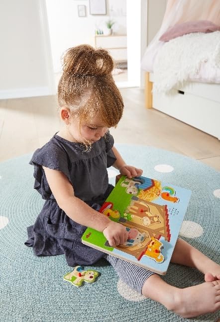 HABA Sounds - Clutching Puzzle in The countryside | wooden peg puzzles for 2 year old with sounds | 303179