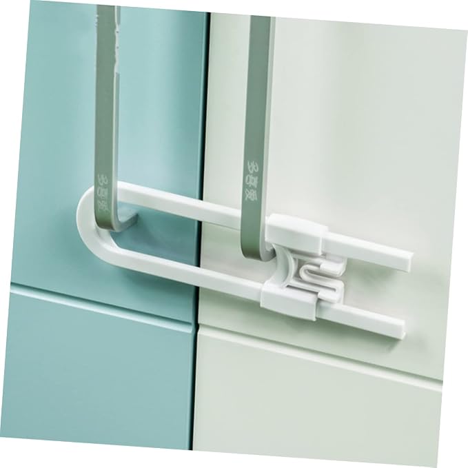 Hemoton 2pack U-shaped Childproof Cabinet Locks Safety Latches for Kitchen Knobs Handles Easy to Install Safety Locks White