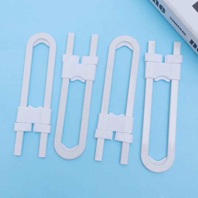 Toyvian 4-pack Childproof Drawer Locks Baby Latches for Kitchen Closet Sliding Doors No Drilling Needed U-shaped Locks