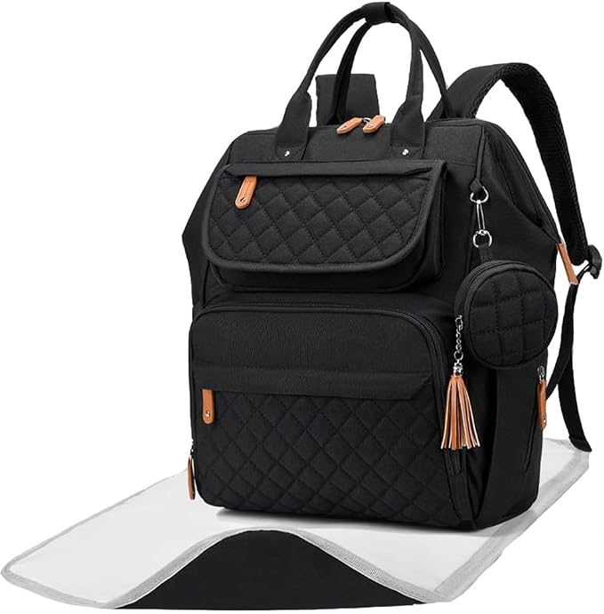 Baby Diaper Bag Backpack - Waterproof Diaper Bag with Changing Pad, Pacifier Case, Bottle holder & Stroller Straps, Multifunctional Diaper Bag (Explorer-Midnight Black)