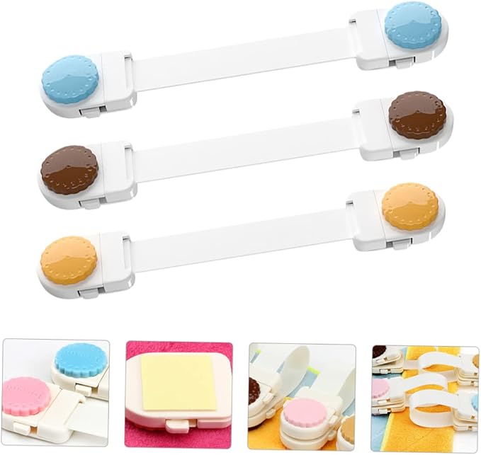 FAVOMOTO 3pcs -pinch Drawer Lock for Cabinets Guard Strong Adhesive Easy to Install Mixed Colors for Home Office Use