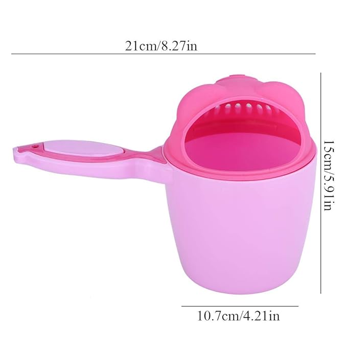 ViaGasaFamido Baby Rinse Cup, Shampoo & Bath Rinser, Wash Hair with 2 Pour Spouts for Protecting Kids Face and Eyes, Pink, 21x10.7x15cm/8.3x4.2x5.9in