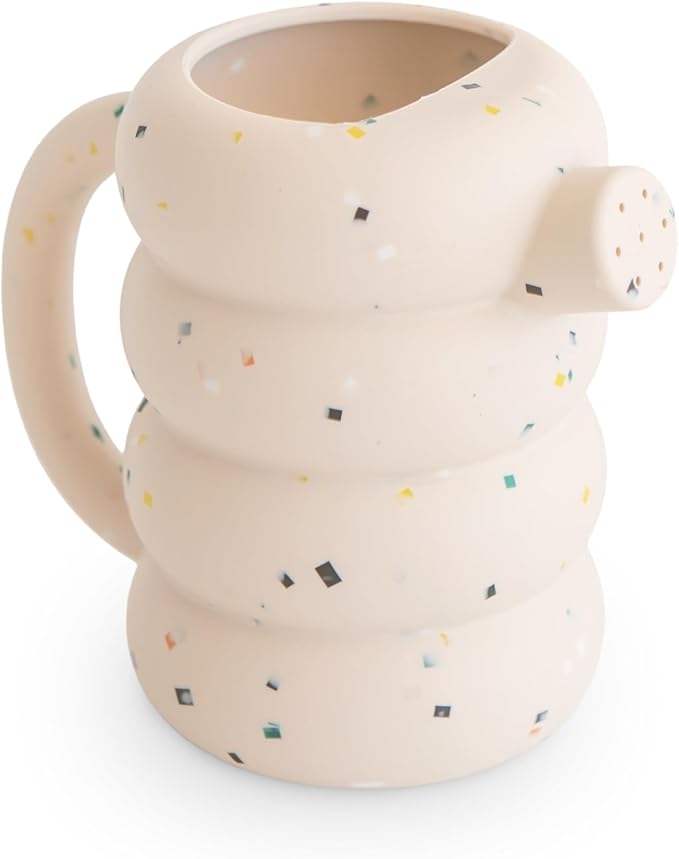 mushie Silicone Watering Can | Bath and Outdoor Play for Toddlers 10 Months+ (Vanilla Confetti)
