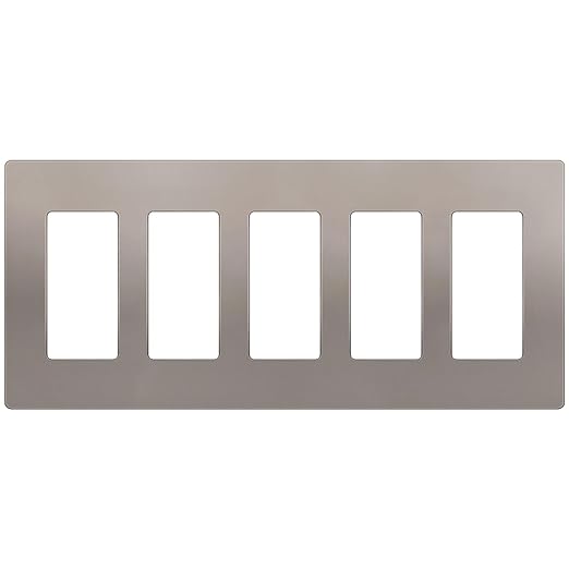 ENERLITES Elite Series Screwless Decorator Wall Plate Child Safe Outlet Cover, Gloss Finish, Size 5-Gang 4.68" H x 10.14" L, Unbreakable Polycarbonate Thermoplastic, SI8835-NK, Nickel