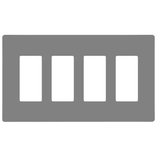 ENERLITES Screwless Decorator Wall Plates Child Safe Outlet Covers, Gloss Finish, Medium Size 4-Gang 4.88" H x 8.58??L, Unbreakable Polycarbonate Thermoplastic, SI8834M-GY, Gray