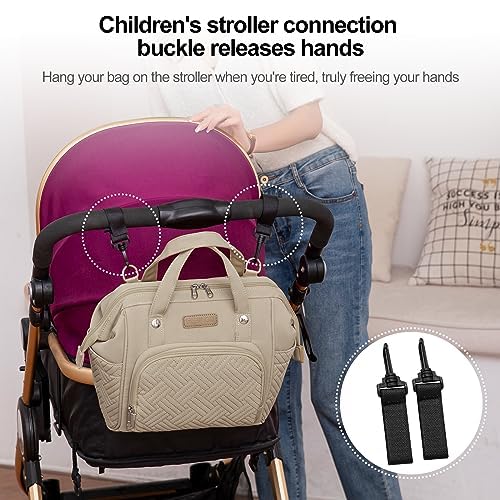 FHELAD Mini Diaper Bag Backpack, Lightweight Small Diaper Bag with Zipper & Shoulder Strap, Compact Diaper Tote for Short Trips, Stroller Organizer for Moms, Apricot