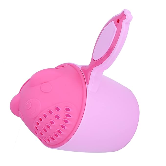 Baby Hair Washing Cup, Detachable Shower Rinse Cup for Kids ¨C Cartoon Bear Design (Pink)