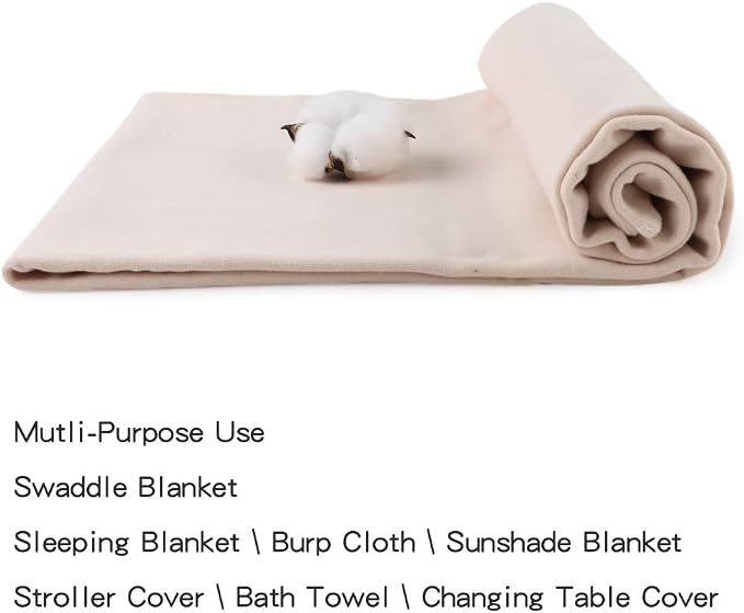 PESAAT Cotton Baby Swaddle Hat Set Newborn Infant Hats Receiving Blankets for Baby Boys Girls