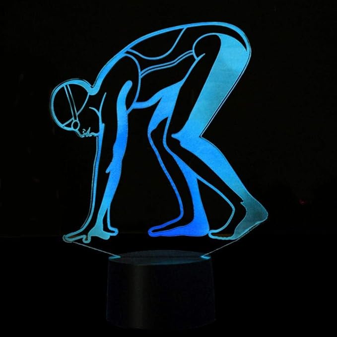 Optical Illusion 3D Sports Swimming Night Light 16 Colors Changing USB Power Remote Control Touch Switch Decor Lamp LED Table Desk Lamp