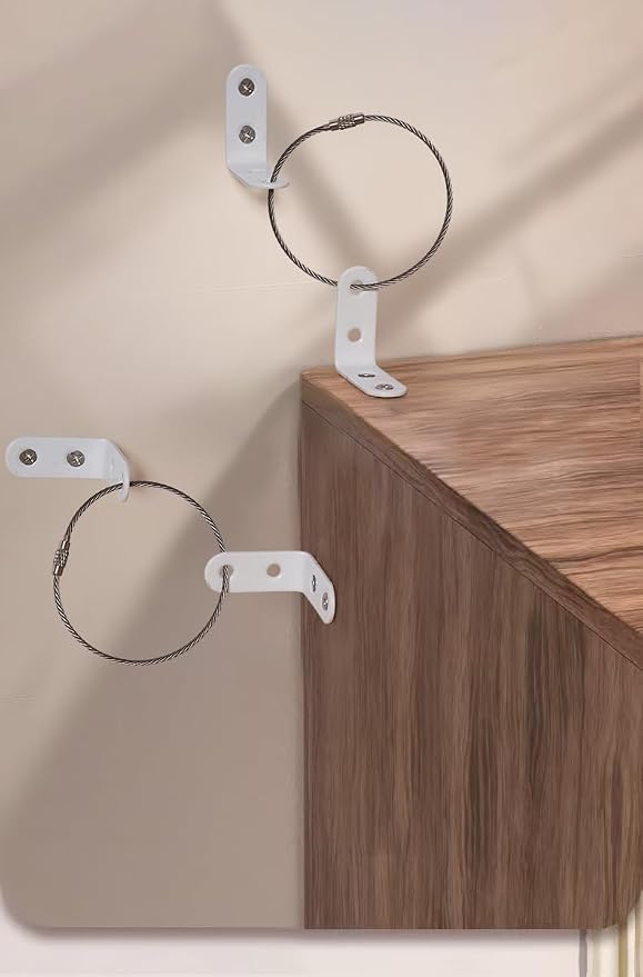 Furniture Anchors Securing 400lbs,Wall Anchor Earthquake Straps Prevent Baby Pet from Falling Furniture (White, 2 in)