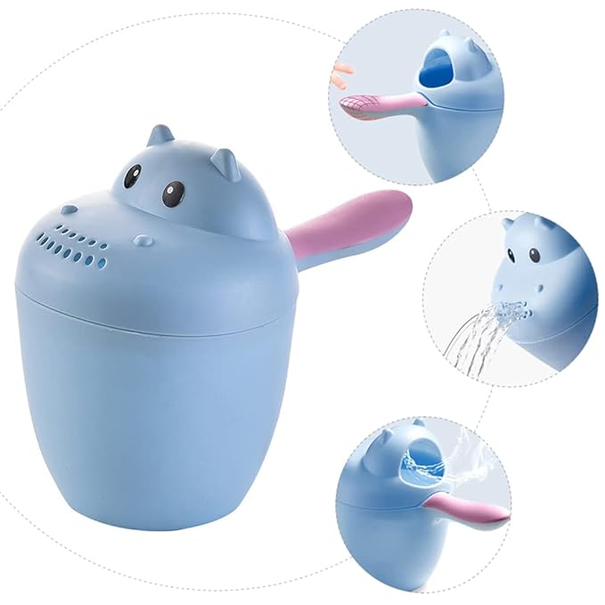 Eforcase Baby Bath Rinse Cup Protecting Infant Eyes, Cute Hippo Shape Baby Rinse Cup, Bath Cup, Wash Hair Cup Child Shower Baby Shower Water Scoop, One Size Fits All