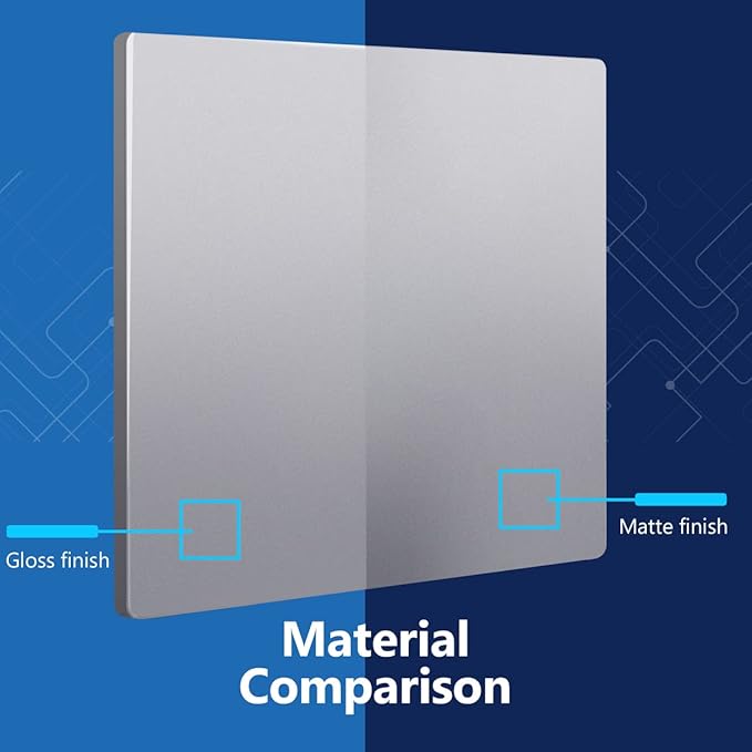 LIDER Double Blank Wall Plate, Temperature and Impact Resistant, UL Listed, Polycarbonate Thermoplastic, Screwless Design, Matte Finish, Modern Upgrade, Midsize, 2-Gang, 4.88??x 4.92?? Silver, 10 Pack