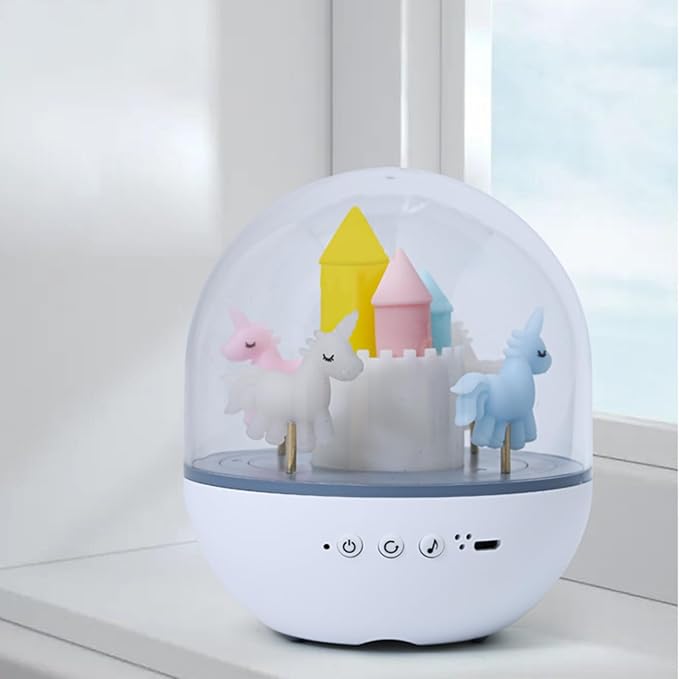 Colorful Life Carousel Night Light, White/Warm/Ice Blue Light, Gift for Girls Boys Bedroom Decor (Carousel Night Light, USB Powered) (No Battery, No Remote Control)