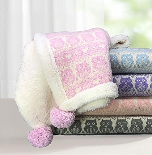 Snow Owl Cotton Knit Sherpa Baby Blanket 30?�x40??(Grey)