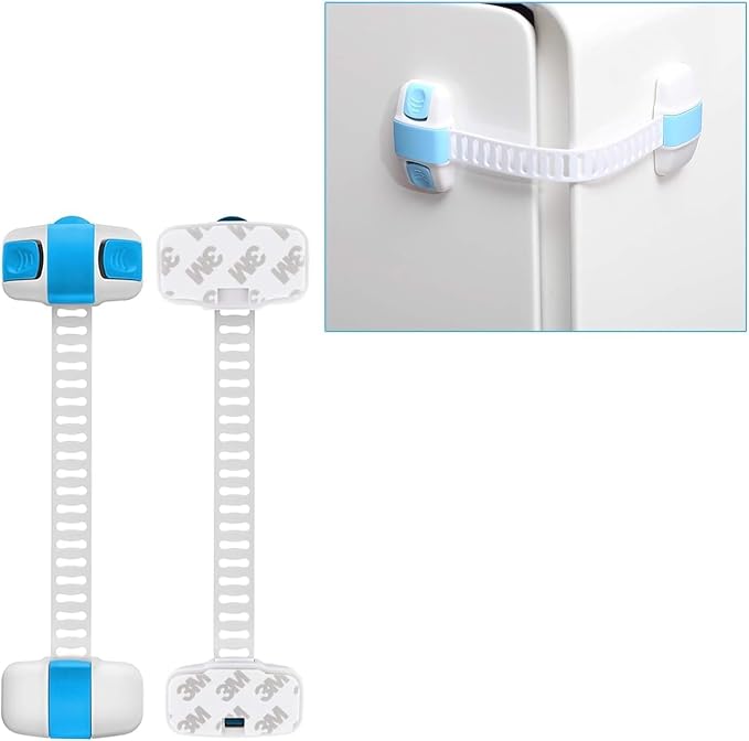 Multi-Purpose Child Safety Lock, Adjustable Length, for Cabinets, Refrigerator, Toilet, White (Pack of 12)