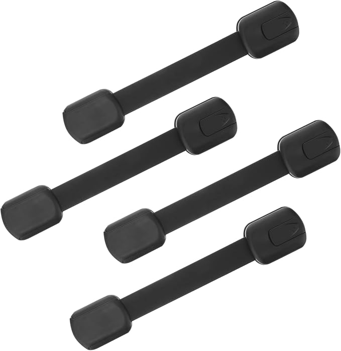 KOMBIUDA 4pcs Strap Locks for Cabinet Doors Proofing Safety Latches for Toddlers Material Easy Peel and Stick Installation Boy Girl for Home Use