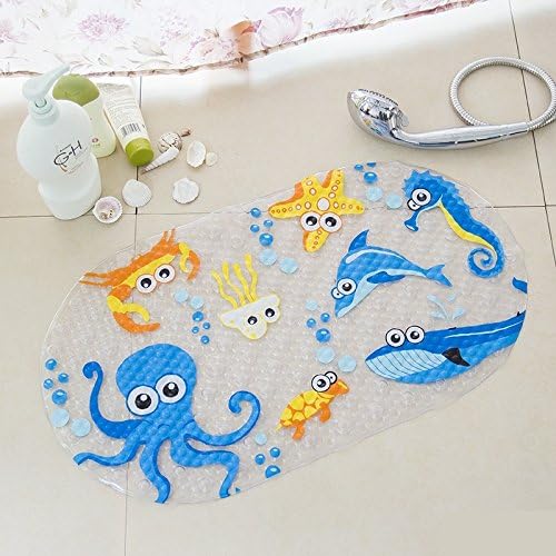 Non Slip Baby Bath Mat with Suction Cups for Tub, Shower Anti-Slip Mat, 27 x 15 Inch Cute Pattern Design, Bathtub Mat for Kids (Halobios)