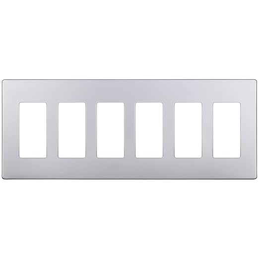 ENERLITES Elite Series Screwless Decorator Wall Plate Child Safe Outlet Cover, Gloss Finish, Size 6-Gang 4.68" H x 12.00" L, Unbreakable Polycarbonate Thermoplastic, SI8836-SV, Silver