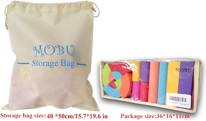 MOBU Foam Building Blocks for Toddlers 1-3, 50 PCS Educational Soft Building Blocks for Kids Playing Indoor Outdoor Bathroom Bathtub or Beach (Reusable Storage Bag)