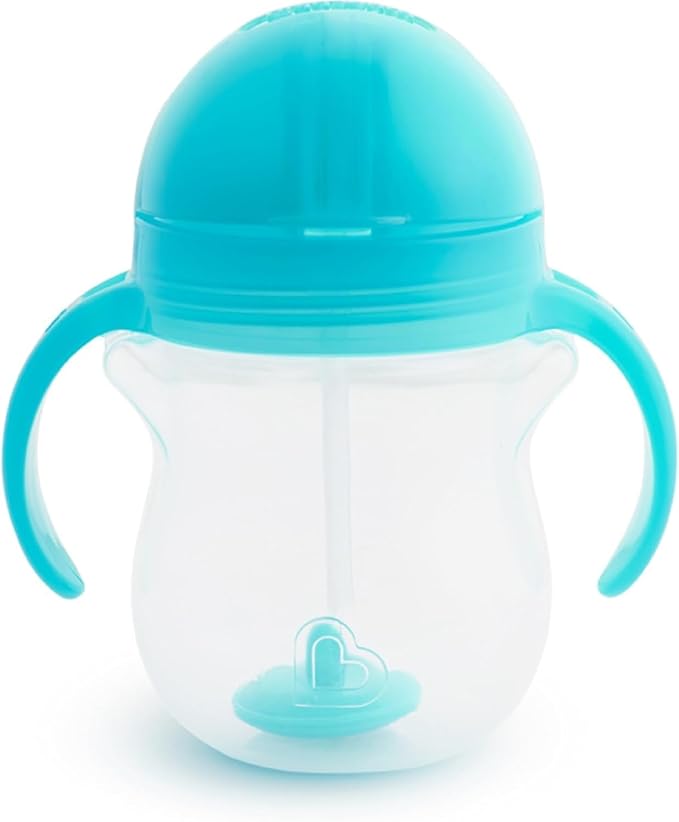Munchkin Weighted Straw Sippy Cups for Toddlers 7oz, Leak Proof, Easy to Hold-Great toddler cups with straws, Supports Straw-use Education, Straw Cups (Pink/Blue)