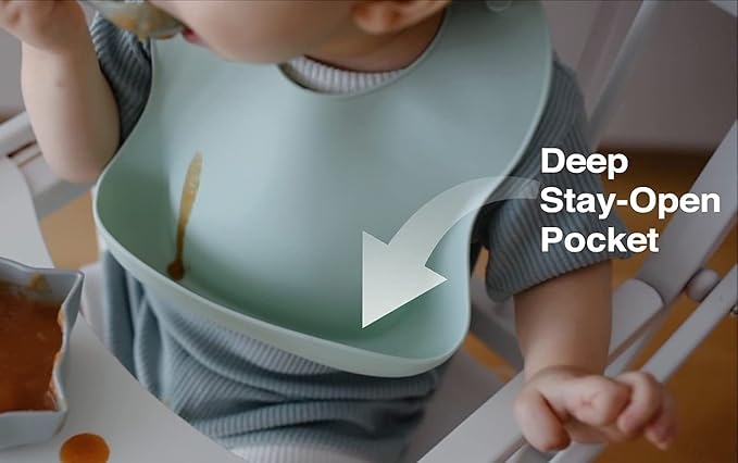 otterlove Silicone Bib ??100% Pure Platinum LFGB Baby Bibs with No Fillers ??Wide Food Catching Pocket ??Easy Clean ??Mess Proof ??Dishwasher Safe ??BPA and Phthalate Free