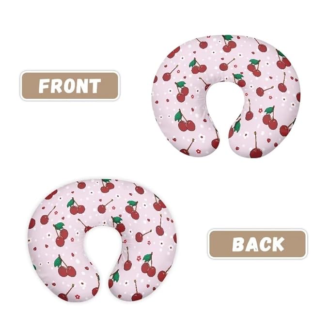 Stretchy Neutral Breastfeeding Pillow Cover Fit Standard Nursing Pillows,Ultra Soft and Cozy Cherry Nursing Pillow Slipcovers